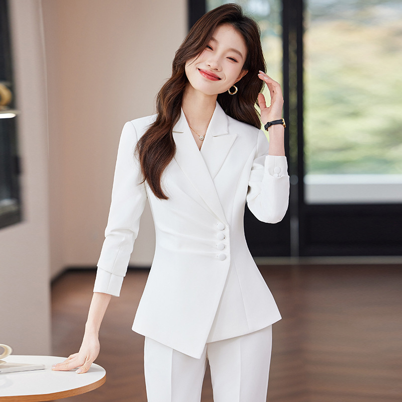 White women's business suit, p - Women Formal Wear White Shirt recension och pris