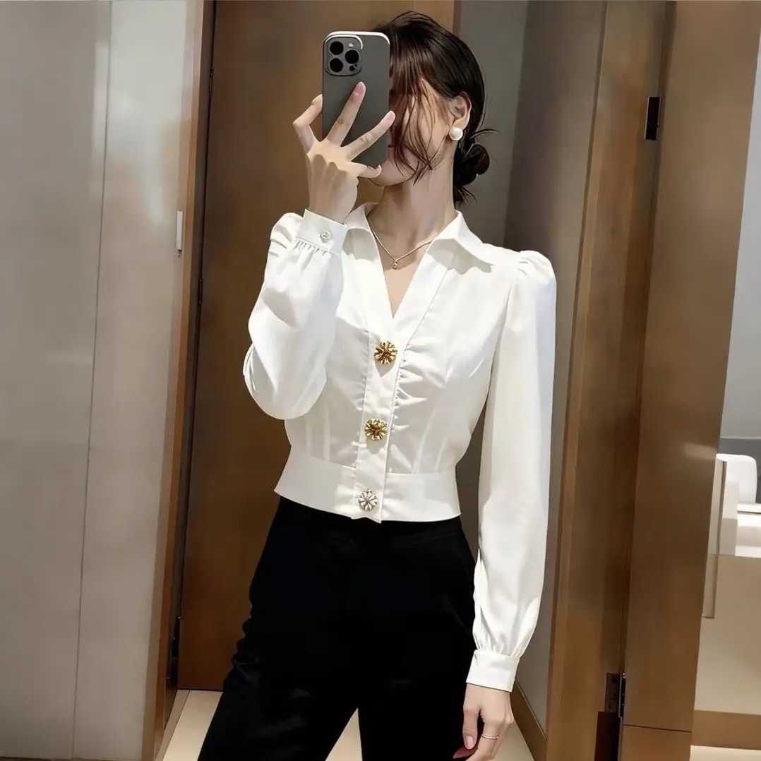 Elegant White Shirt V Neck Blo - Women Formal Wear White Shirt recension och pris