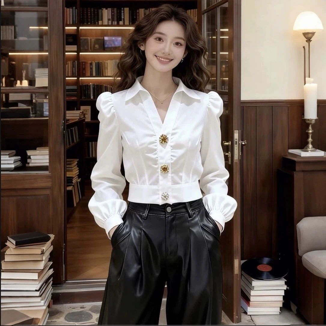 Elegant White Shirt V Neck Blo - Women Formal Wear White Shirt recension och pris