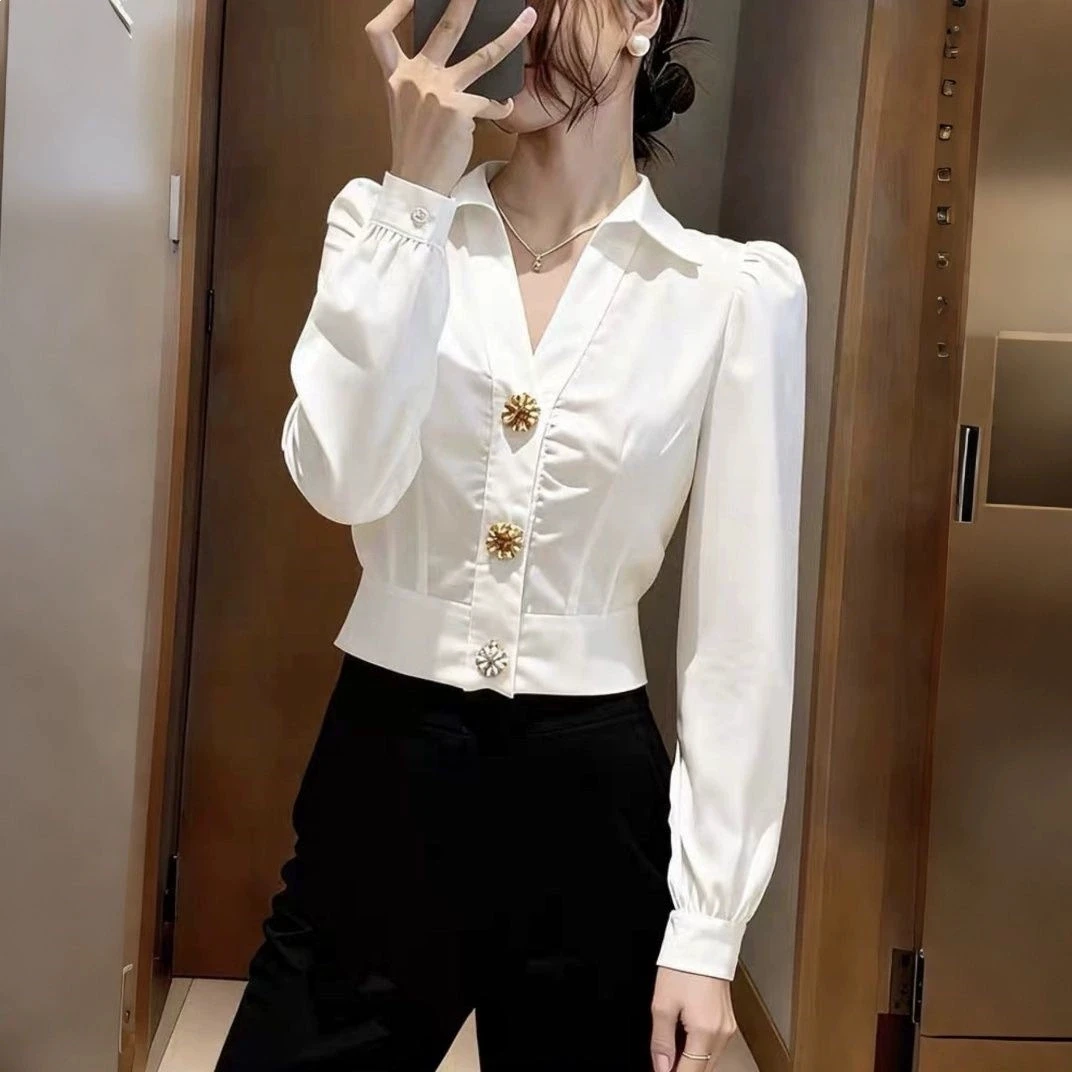 Elegant White Shirt V Neck Blo - Women Formal Wear White Shirt recension och pris