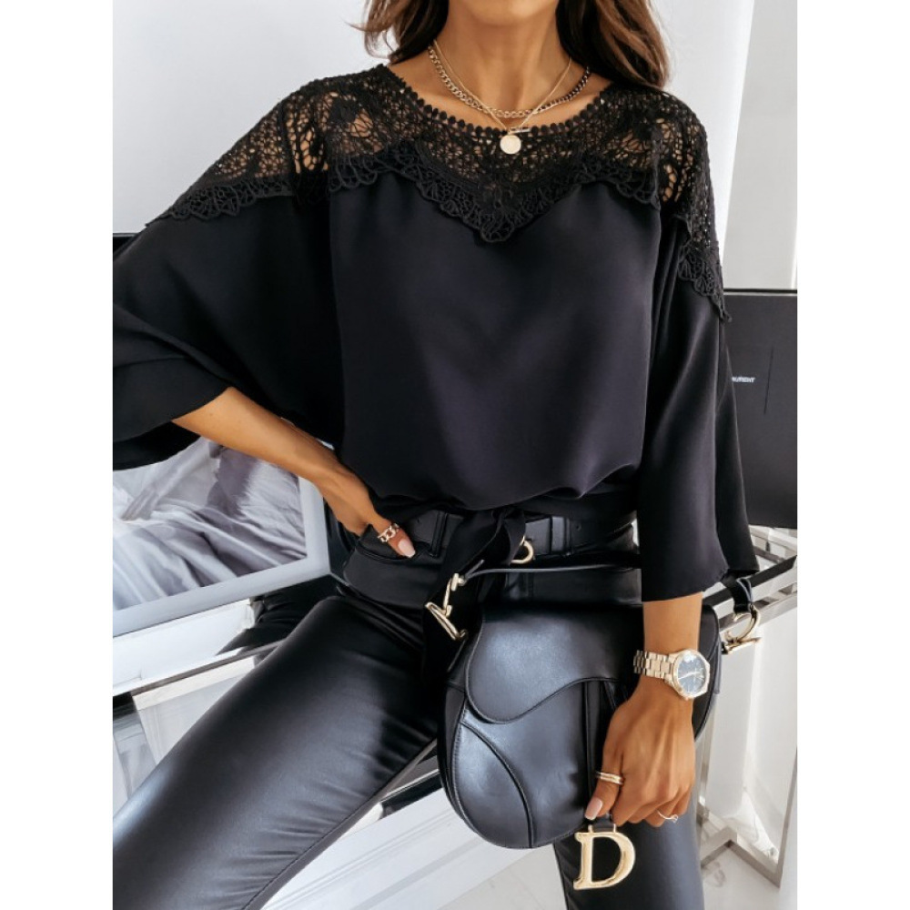 Classic Long Sleeve Lace Blous - Women Formal Wear White Shirt recension och pris