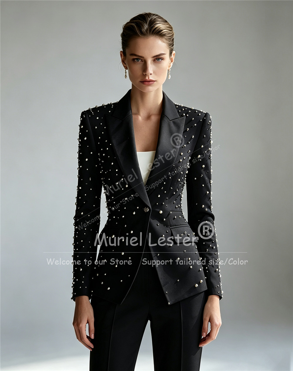 Elegant Pearls Beading Suits W - Blazer Set Women Formal recension och pris