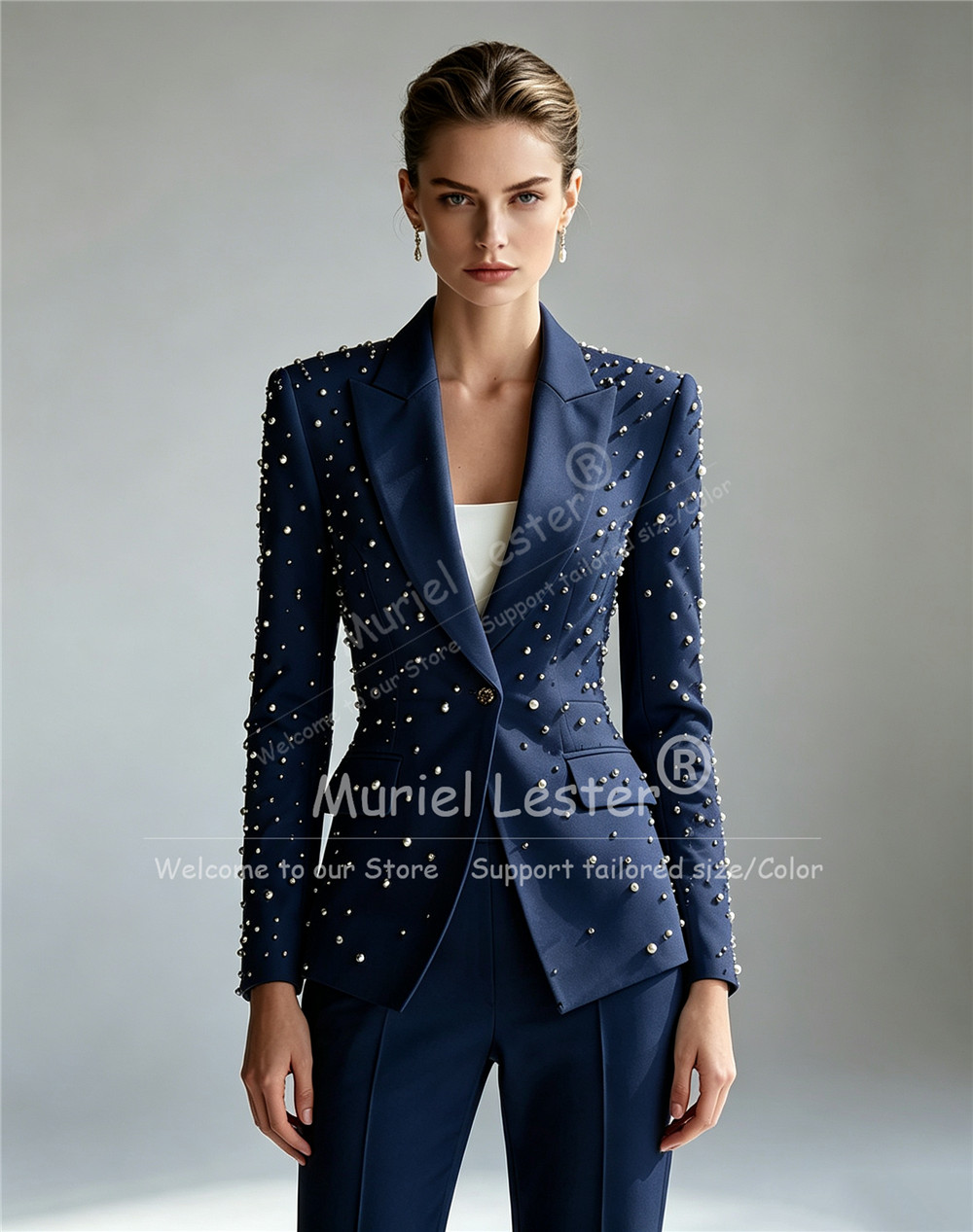 Elegant Pearls Beading Suits W - Blazer Set Women Formal recension och pris
