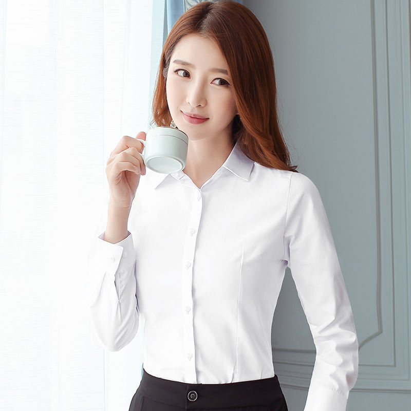 Korean Slim Black White Blouse - Women Formal Wear White Shirt recension och pris