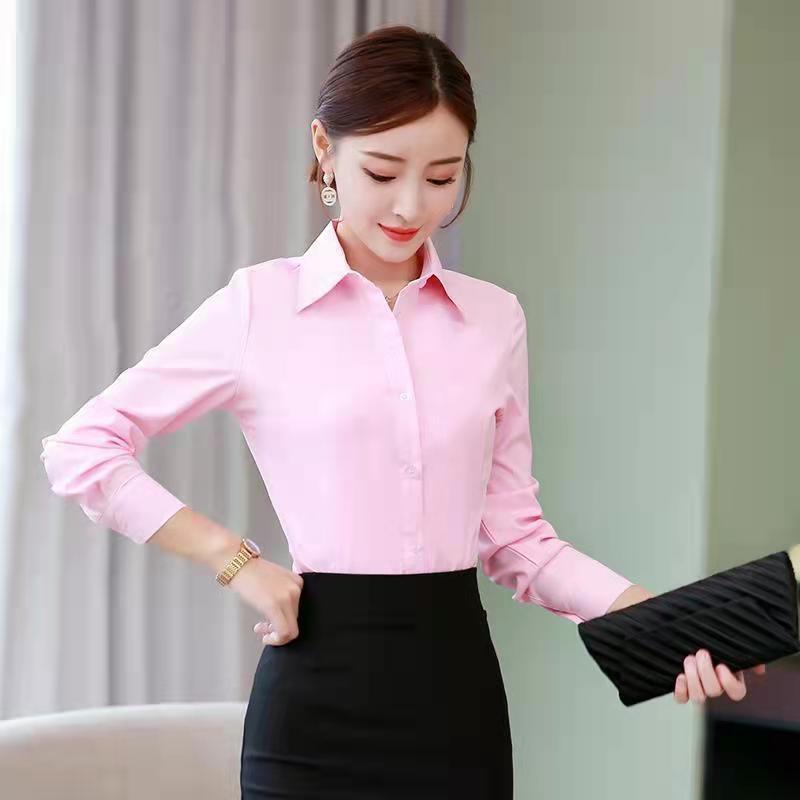 Korean Slim Black White Blouse - Women Formal Wear White Shirt recension och pris