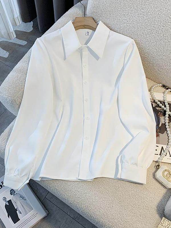White Loose Long Sleeve Shirt  - Women Formal Wear White Shirt recension och pris