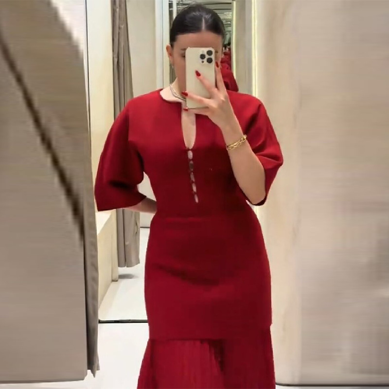 Women's Elegant Burgundy Pleat - Formal Wear Gowns For Women recension och pris