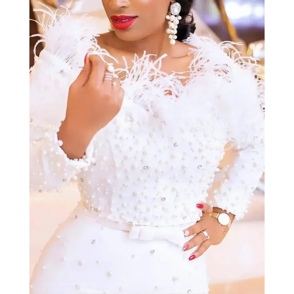 Feather White Dress Party Wome - Formal Wear Gowns For Women recension och pris