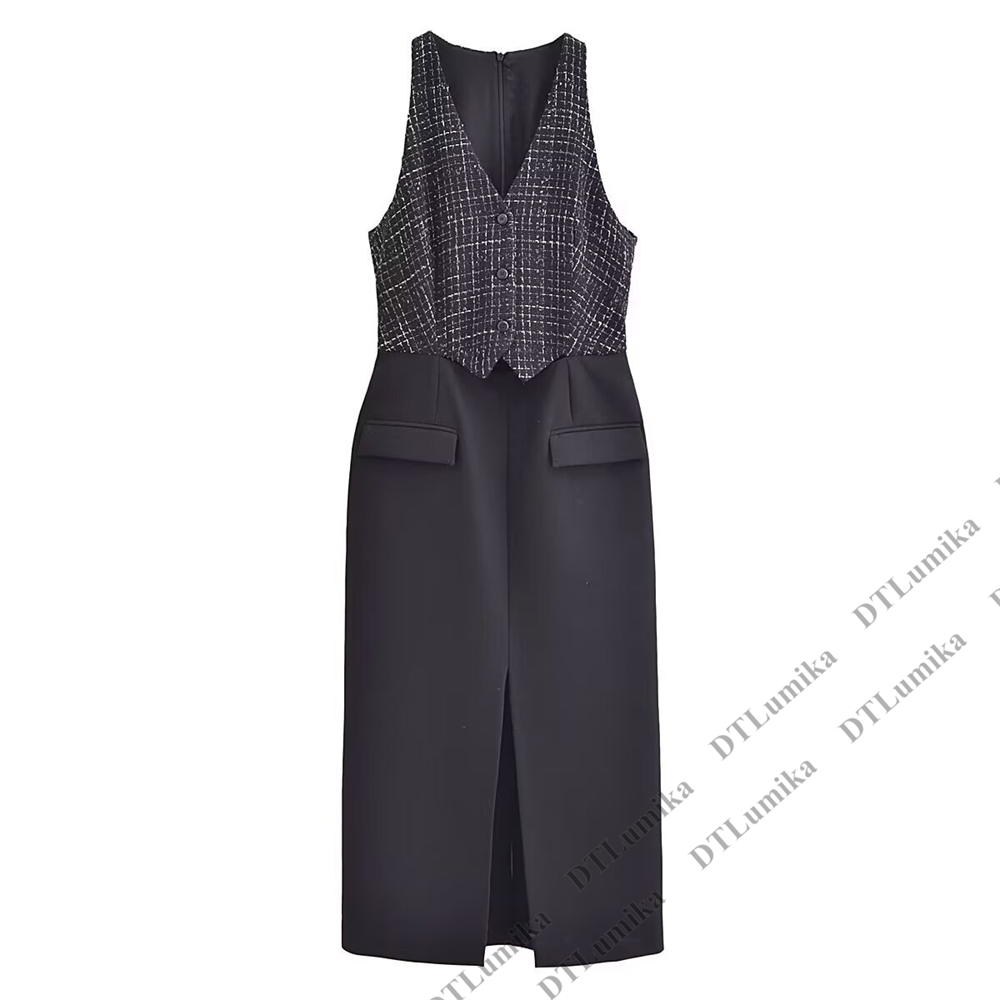 Tweed & Crepe Contrast Dress,  - Women Formal Wear Look recension och pris